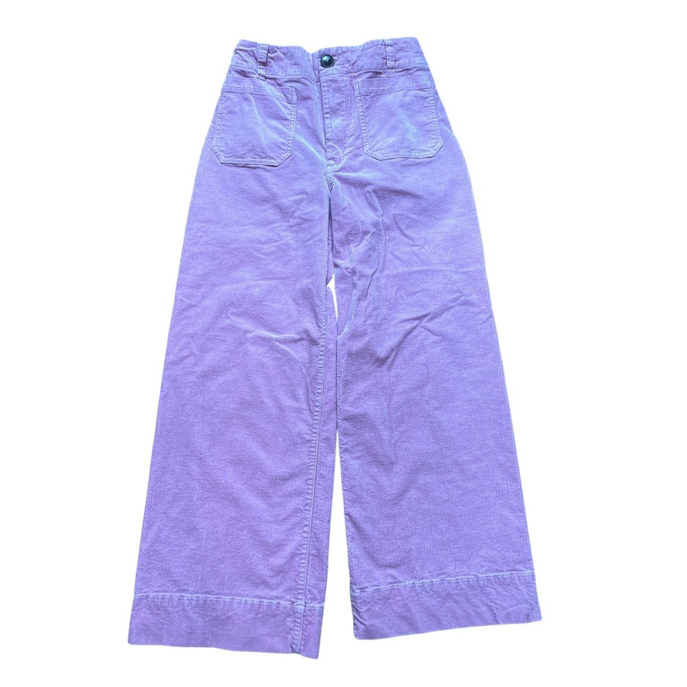 Maeve Cropped Lavender Wide-Leg Corduroy Pants